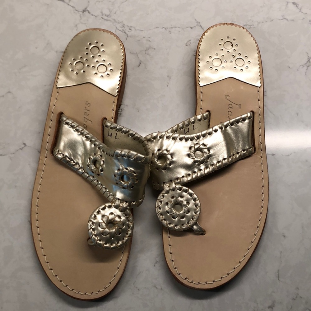 Jack Rogers Hamptons Flat Gold Size 7